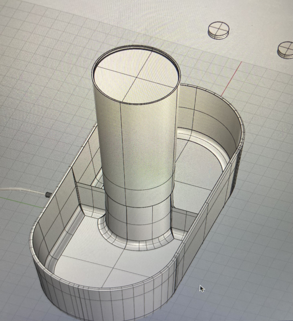 image of my 3D modeling process—base (3/4)