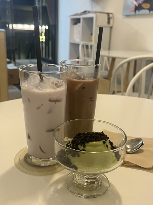 Cafe Drinks & Matcha Pudding